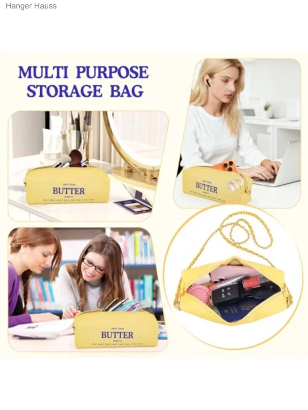 Funny Butter Crossbody Bag for Women Girls PU Leather Shoulder Purse